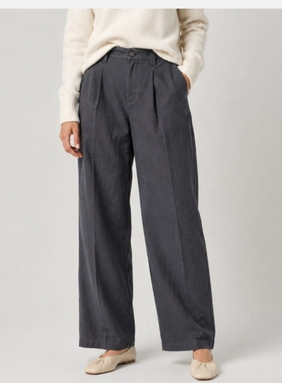 Alex Mill Linen Cotton Blend Gray Soho Wide Leg Pants 10 Minimalist Quiet Luxury